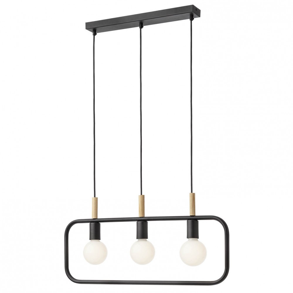 SuspensionRedo Aeris, metal, matte black, 3xE27, L.69 cm