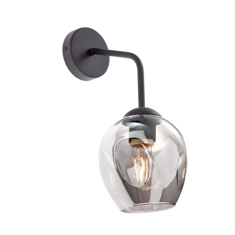 Wall lamp Smarter Pierce, metal, glass, matt black, 1XE27, H.36 cm