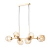 Suspension Smarter Pierce, metal, glass, matt gold, 6XE27, L.97 cm