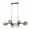 Suspension Smarter Pierce, metal, glass, matt black, 6XE27, L.97 cm