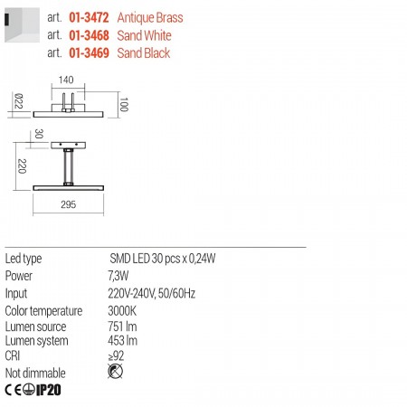 Wall lamp Redo Ikon, metal, sand black, LED, 7,3W, 453 lumens, warm white 3000K, L.30 cm