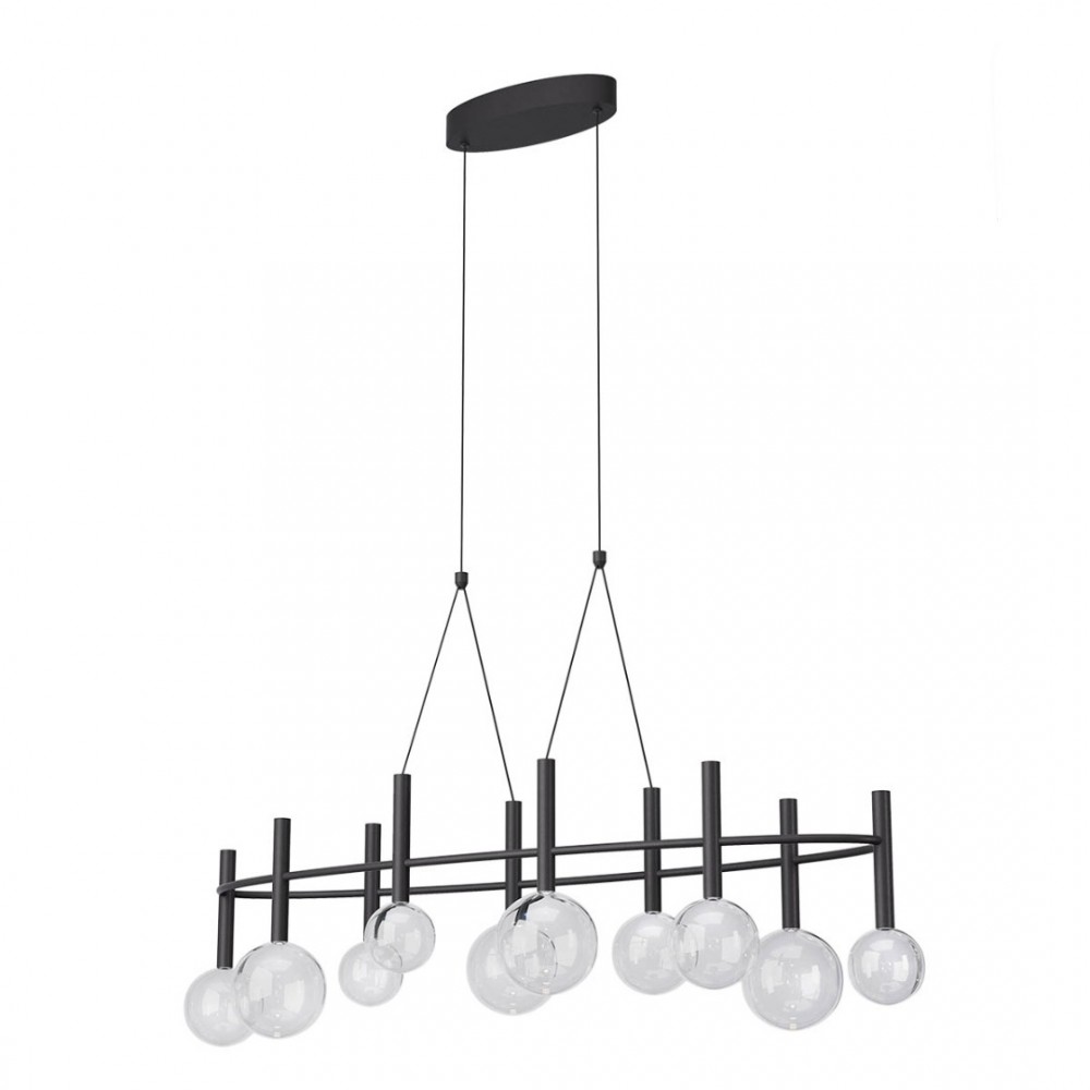 Pendant lamp Redo Bolla, metal, glass, sand black, LED CCT, 44W, 3312 lumens, warm white 2700K/3000K, L.121 cm