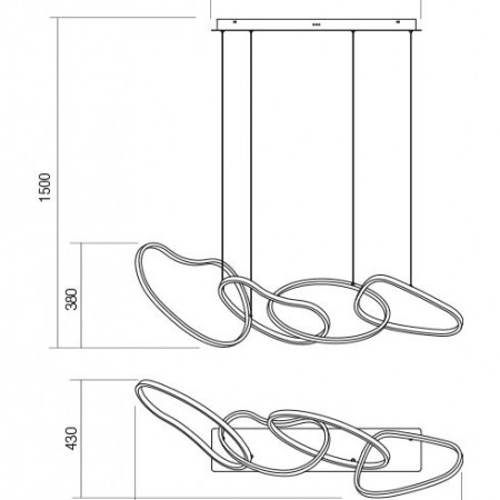 Suspension Redo Bias, metal, sand white, LED CCT, 90W, 9433 lumens, 3000K/4500K/6500K, L.120 cm