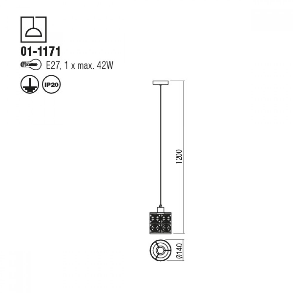 Suspension Smarter Vanilla, metal, black, 1XE27, D.14 cm