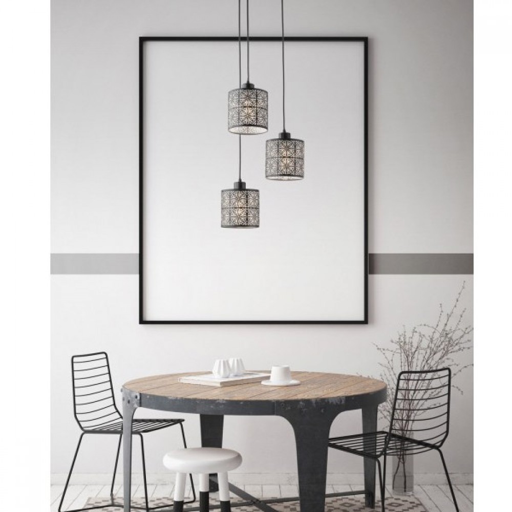 Suspension Smarter Vanilla, metal, black, 3XE27, D.34 cm