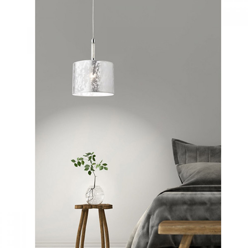 Suspension Smarter Astrid, metal, chrome, fabric, 1XE27, D.30 cm