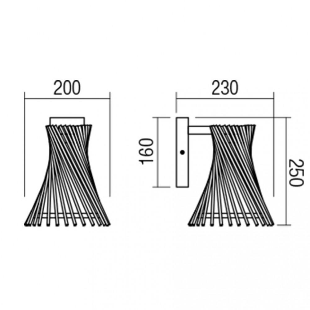 Wall lamp Smarter Shanghai, wood, glass, weng, 1XE27, H.25 cm