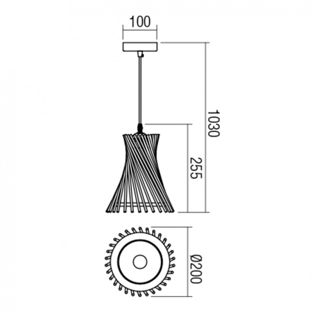 Suspension Smarter Shanghai, metal, wood, glass, weng, 1XE27, D.20 cm