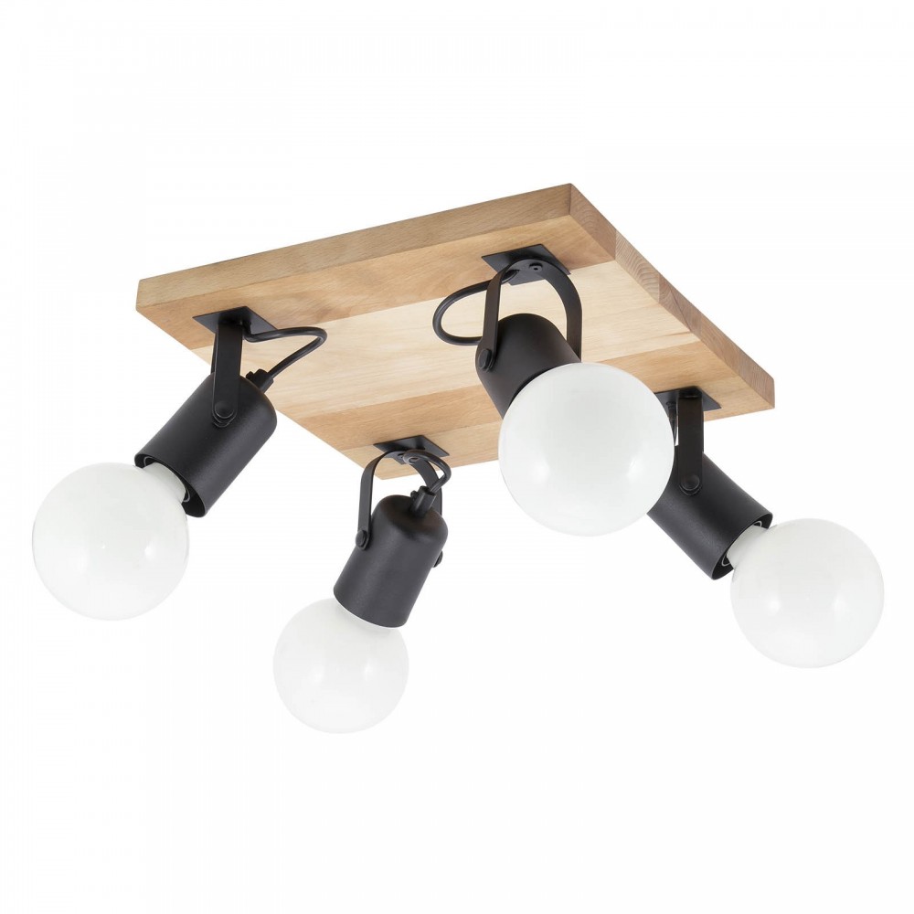 Ceiling lamp Smarter Taffi, metal, wood, sand black. 4XE27, L.30 cm