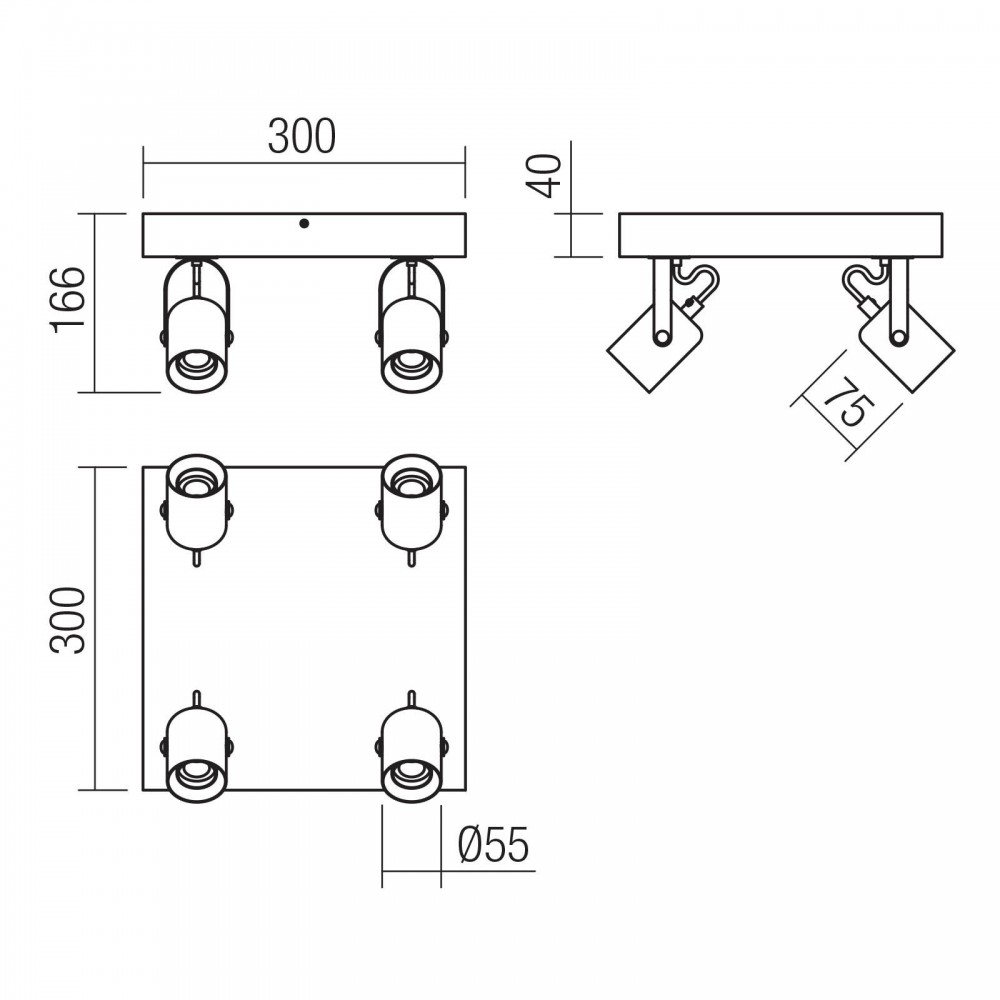 Ceiling lamp Smarter Taffi, metal, wood, sand black. 4XE27, L.30 cm