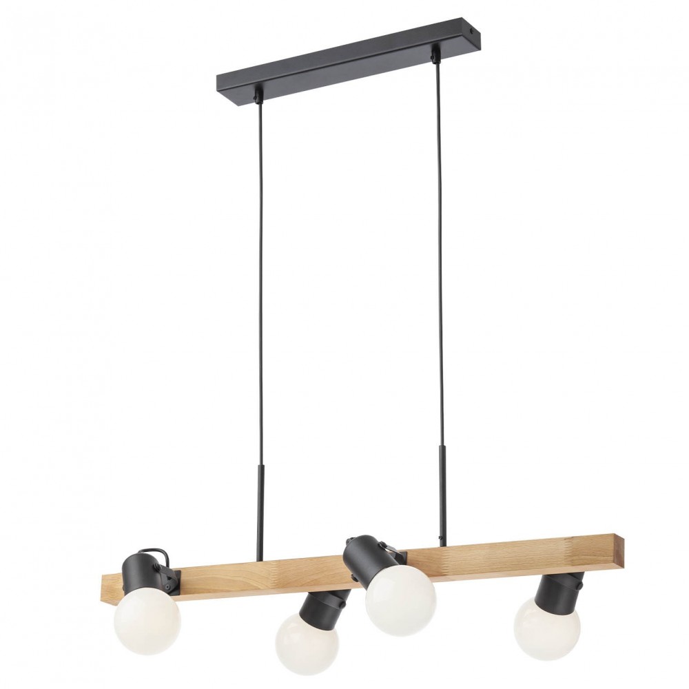 Suspension Smarter Taffi, metal, wood, sand black, 4XE27, L.80 cm