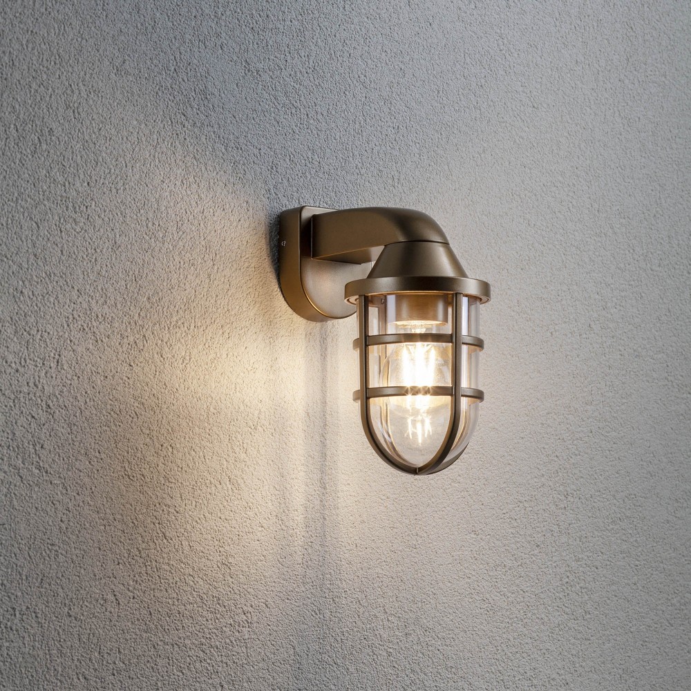 Wall lamp Smarter Cage, polycarbonate, brass, 1XE27, L.18 cm, IP44