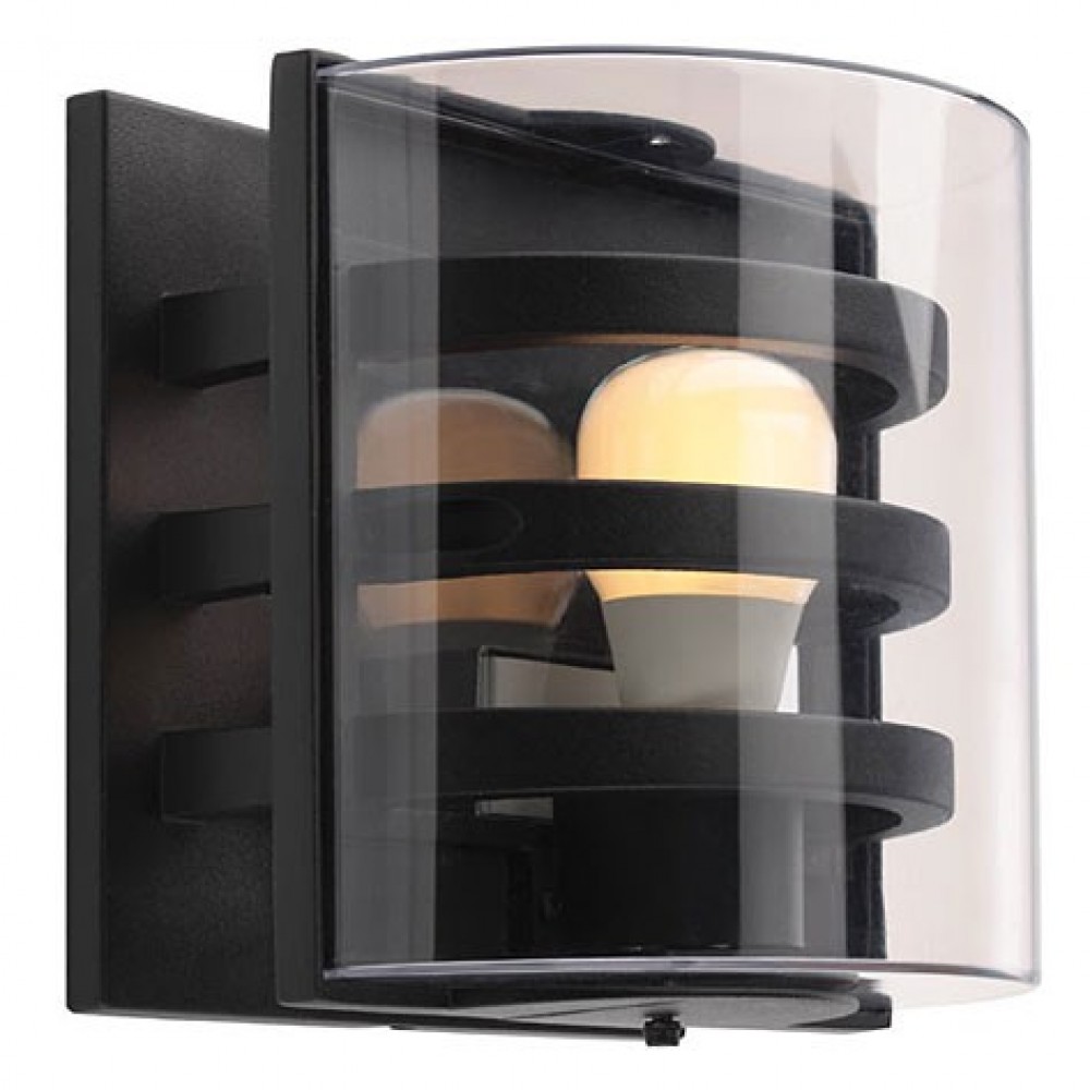 Wall lamp Smarter Marano, metal, polycarbonate, matt black, 1XE27, H.17 cm, IP44