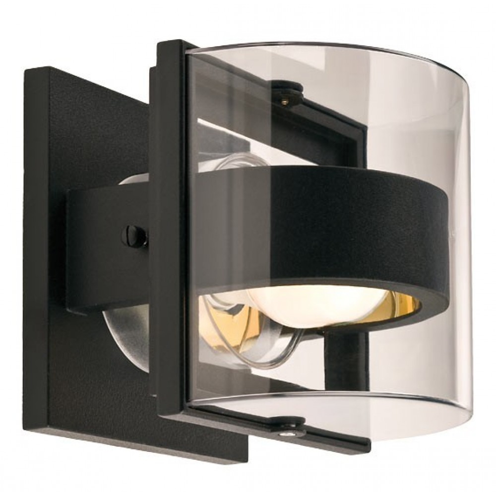 Wall lamp Smarter Marano, metal, polycarbonate, matt black, 1XE27, H.17 cm, IP44