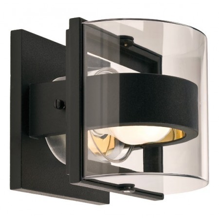 Wall lamp Smarter Marano, metal, polycarbonate, matt black, 1XE27, H.17 cm, IP44 