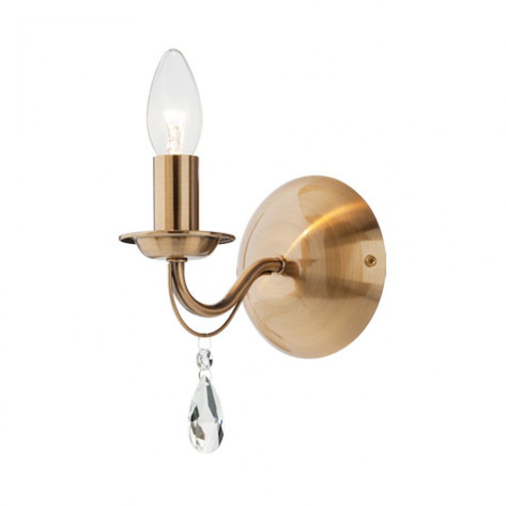 Wall lamp Smarter Fabiola, metal, glass, brass, 1XE14, H.18 cm