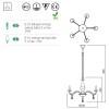 Chandelier Smarter Fabiola, metal, glass, brass, 5XE14, D.52 cm