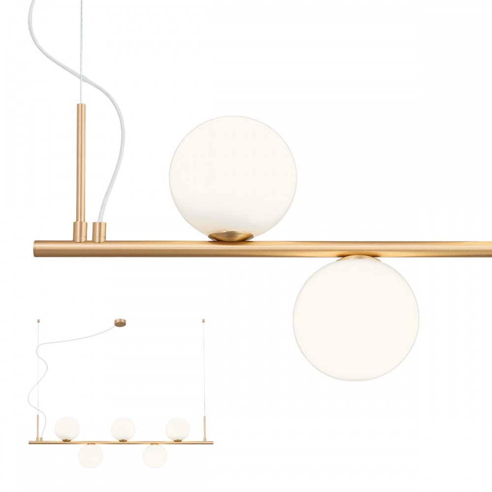 Pendant lamp Redo Talis, metal, glass, bronze, 5XE14, L.115 cm