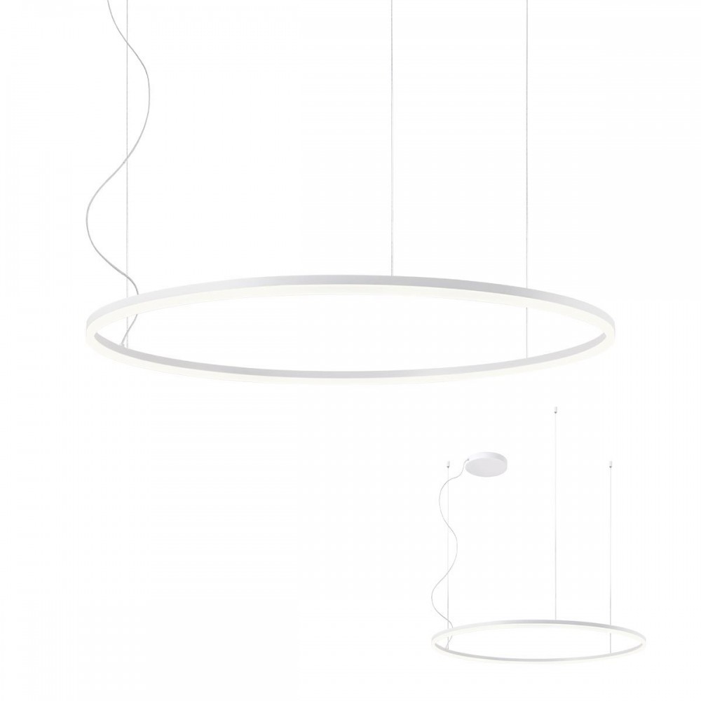 Pendant lamp Redo Orbit, metal, sand white, LED, 68W, 5465 lumens, warm white 3000K, D.100 cm