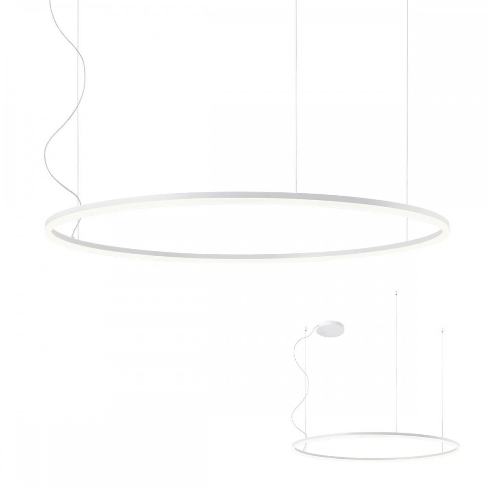 Pendant lamp Redo Orbit, metal, sand white, LED, 76W, 6805 lumens, warm white 3000K, D.120 cm