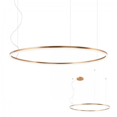 Pendant lamp Redo Orbit, metal, bronze, LED, 76W, 6805 lumens, warm white 3000K, D.120 cm