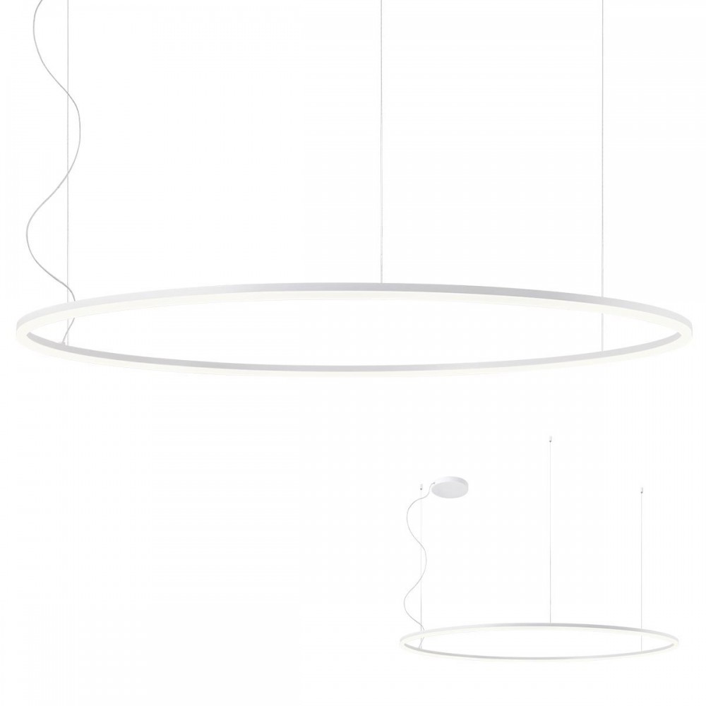 Pendant lamp Redo Orbit, metal, sand white, LED, 110W, 8372 lumens, warm white 3000K, D.150 cm
