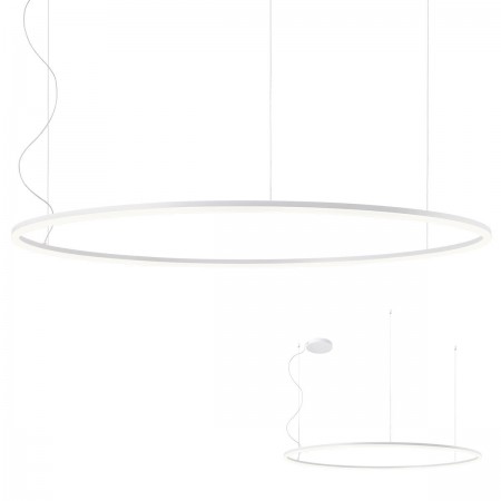 Pendant lamp Redo Orbit, metal, sand white, LED, 110W, 8372 lumens, warm white 3000K, D.150 cm