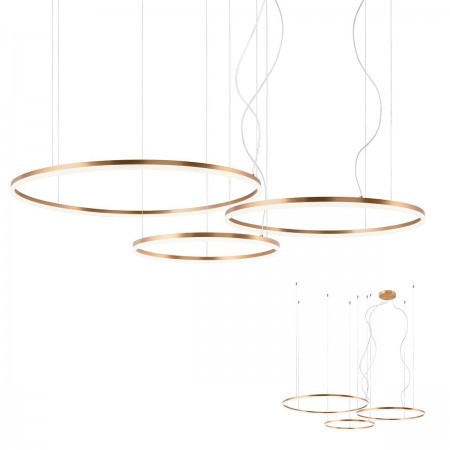 Pendant lamp Redo Orbit, metal, bronze, LED, 40,5W + 55W + 68W, 13967 lumens, warm white 3000K