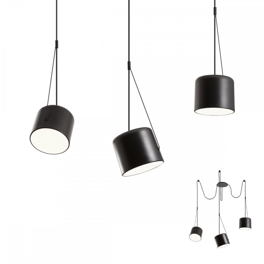 Suspension Redo Dodo, metal, sand black, 3XE27, L.300 cm