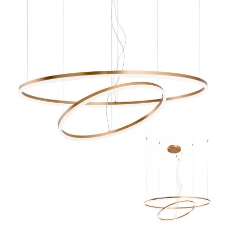 Pendant lamp Redo Orbit, metal, bronze, LED, 40,5W + 68W, 9468 lumens, neutral white 4000K