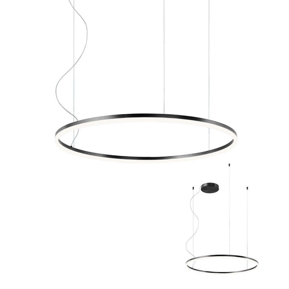 Pendant lamp Redo Orbit, metal, sand black, LED, 55W, 4853 lumens, warm white 3000K, D.80 cm