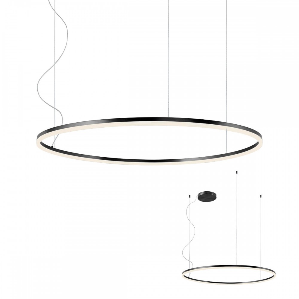 Pendant lamp Redo Orbit, metal, sand black, LED, 68W, 5465 lumens, warm white 3000K, D.100 cm