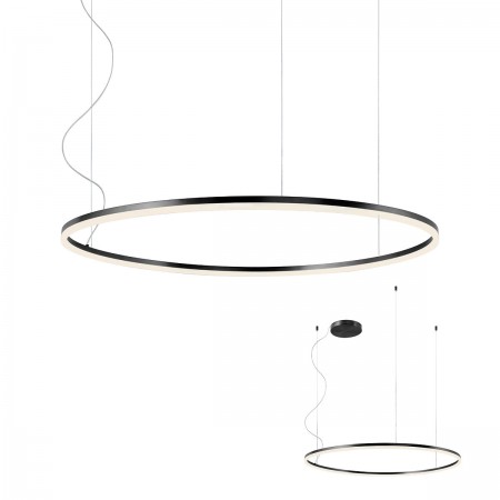 Pendant lamp Redo Orbit, metal, sand black, LED, 68W, 5465 lumens, warm white 3000K, D.100 cm