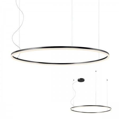 Pendant lamp Redo Orbit, metal, sand black, LED, 76W, 6805 lumens, warm white 3000K, D.120 cm
