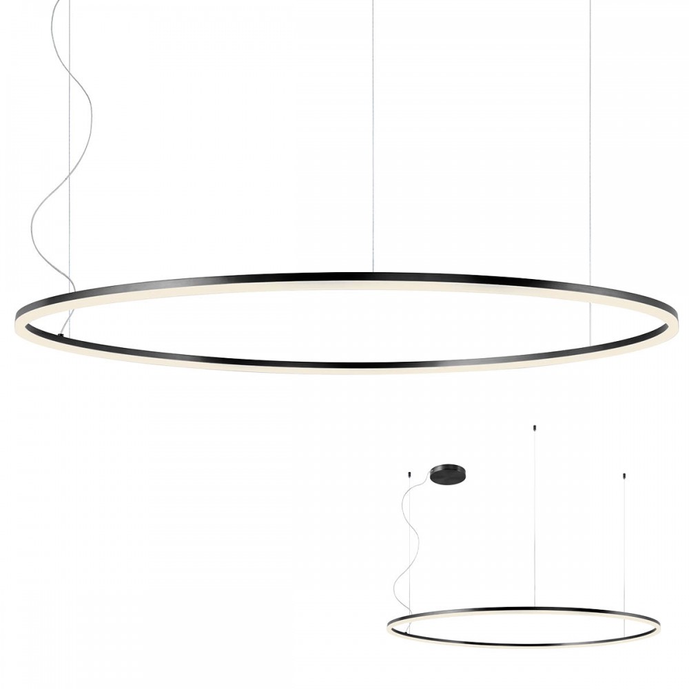 Pendant lamp Redo Orbit, metal, sand black, LED, 110W, 8372 lumens, warm white 3000K, D.150 cm