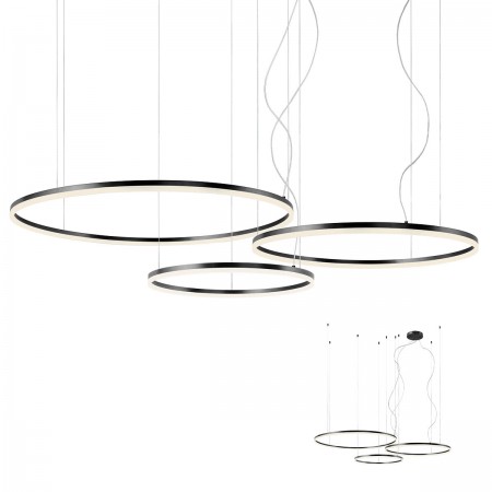 Pendant lamp Redo Orbit, metal, sand black, LED, 40,5W + 55W + 68W, 13967 lumens, warm white 3000K
