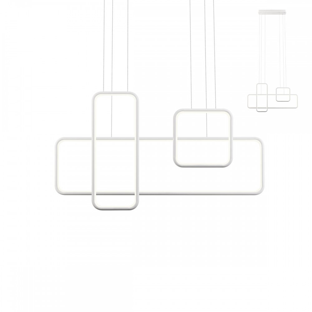 Suspension Redo Thai, metal, sand white, LED, 86W, 5594 lumens, warm white 3000K, L.90 cm