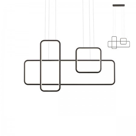 Suspension Redo Thai, metal, sand black, LED, 86W, 5162 lumens, warm white 3000K, L.90 cm