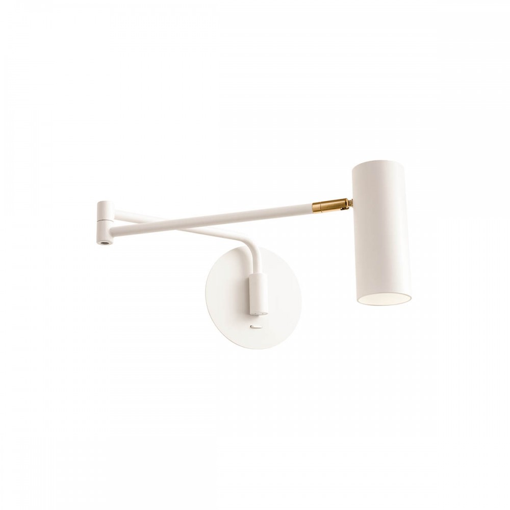 Wall lamp Redo Pivot, metal, matt white, 1XGU10, L.64 cm