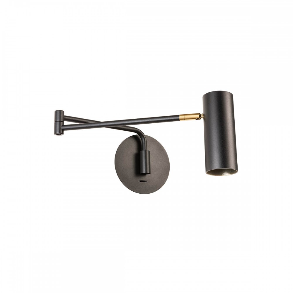 Wall lamp Redo Pivot, metal, matt black, 1XGU10, L.64 cm