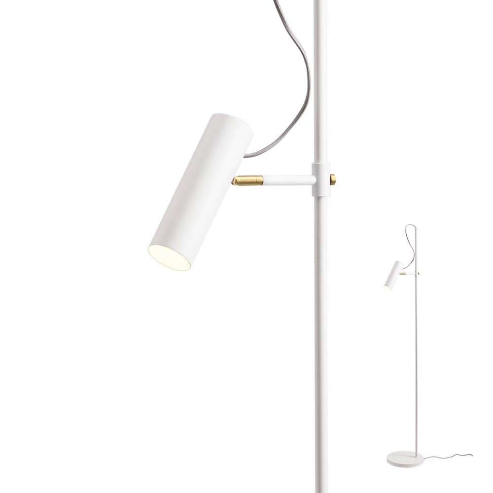 Floor lamp Redo Pivot, metal, matt white, 1XGU10, H.154 cm
