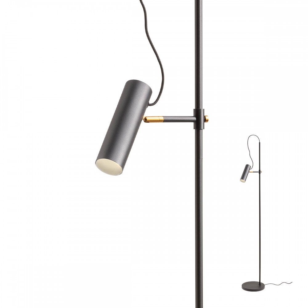 Floor lamp Redo Pivot, metal, matt black, 1XGU10, H.154 cm