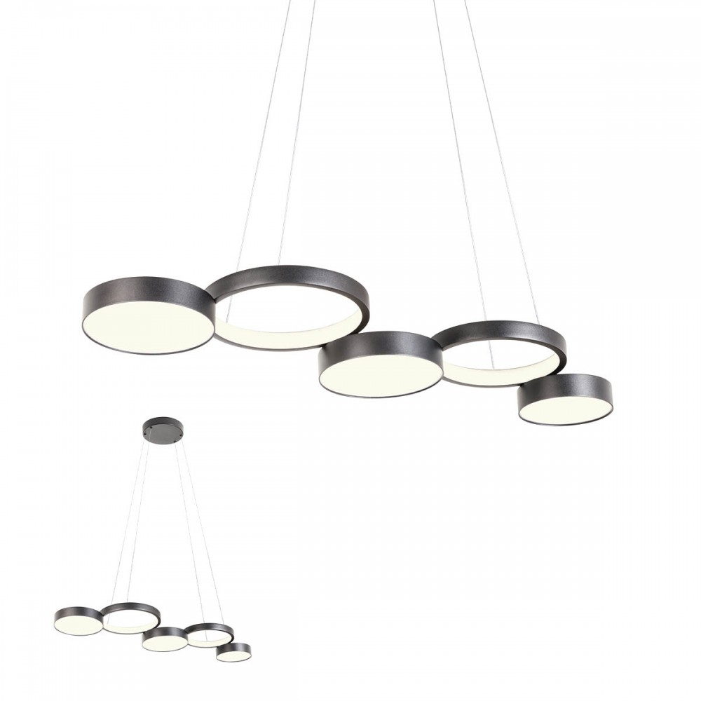 Suspension Redo Cronos, metal, sand black, dimmable, LED, 65W, 3913 lumens, warm white 3000K, L.95 cm