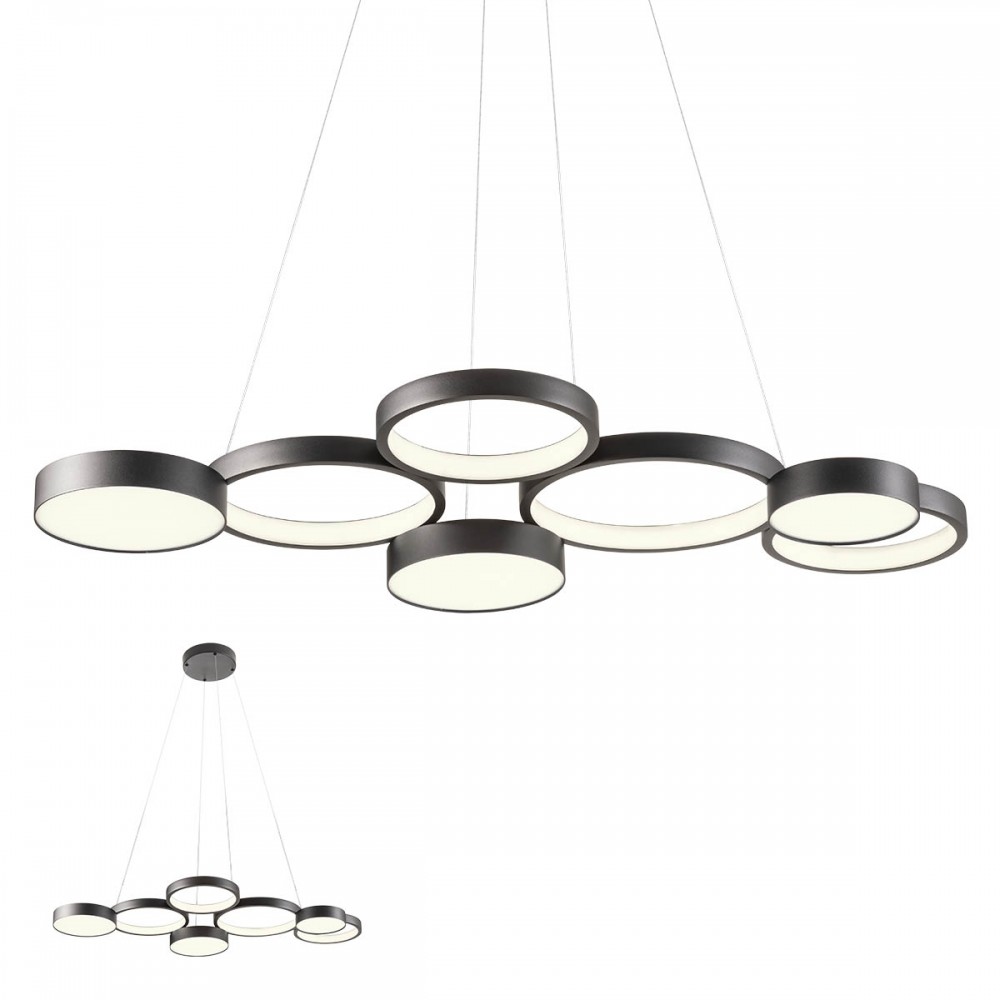 Suspension Redo Cronos, metal, sand black, dimmable, LED, 65W, 4137 lumens, warm white 3000K, L.103 cm