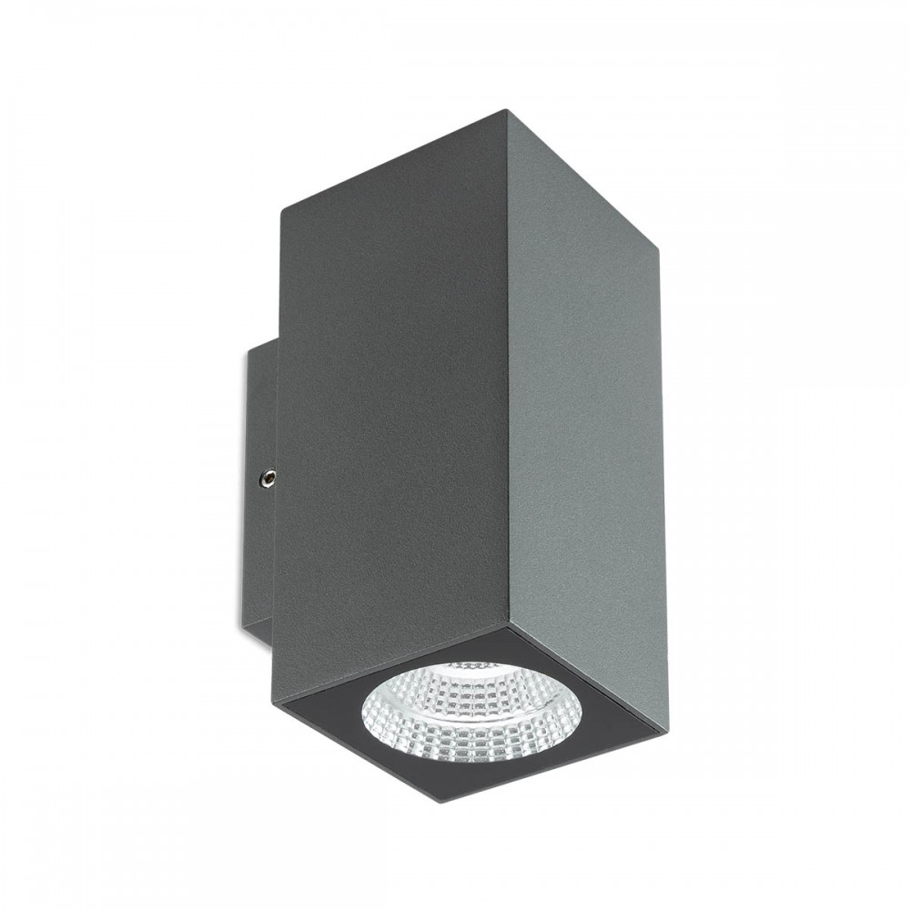 Wall lamp Redo Quad, metal, dark grey, LED, 7W, 540 lumens, warm white 3000K, H.13 cm, IP65