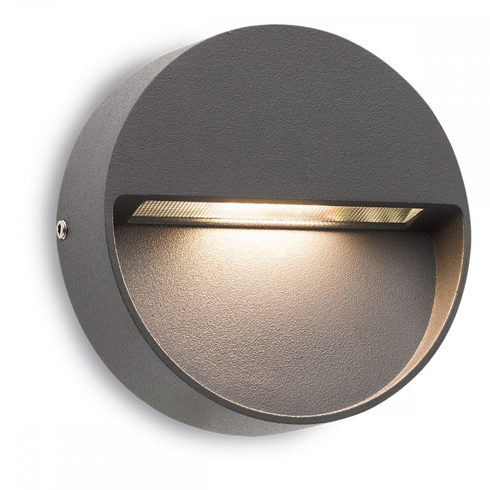 Wall lamp Redo Even, metal, dark grey, LED, 3W, 160 lumens, warm white 3000K, D.10 cm, IP54