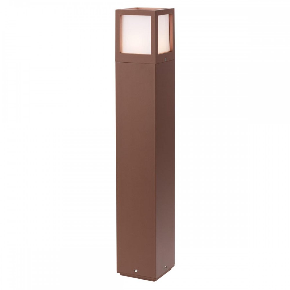 Bollard Redo Brick, metal, polycabonate diffuser, rust, 1XE27, H.65 cm, IP54