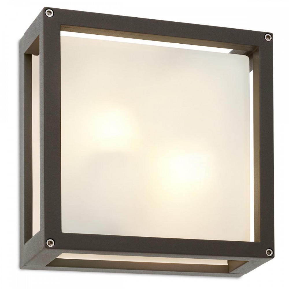Ceiling lamp Redo Brick, metal, glass, dark grey, 2XE27, L.25 cm, IP54