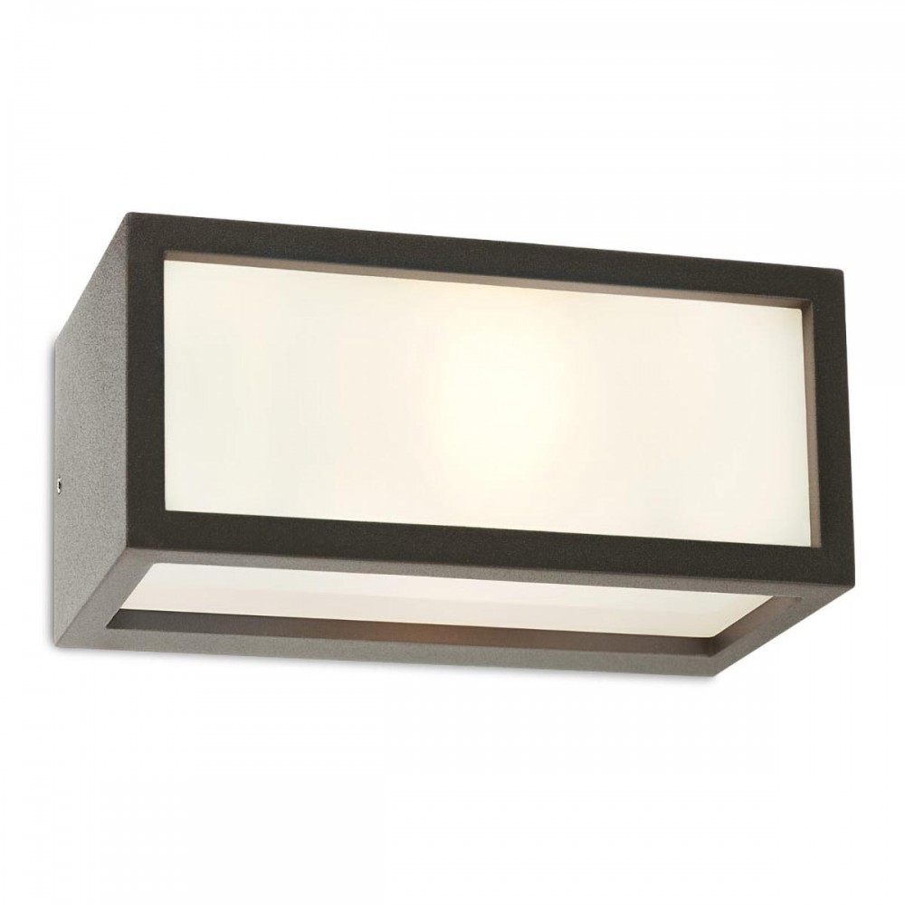Wall lamp Redo Brick, metal, dark grey, polycarbonate diffuser, 1XE27, L.25 cm, IP54