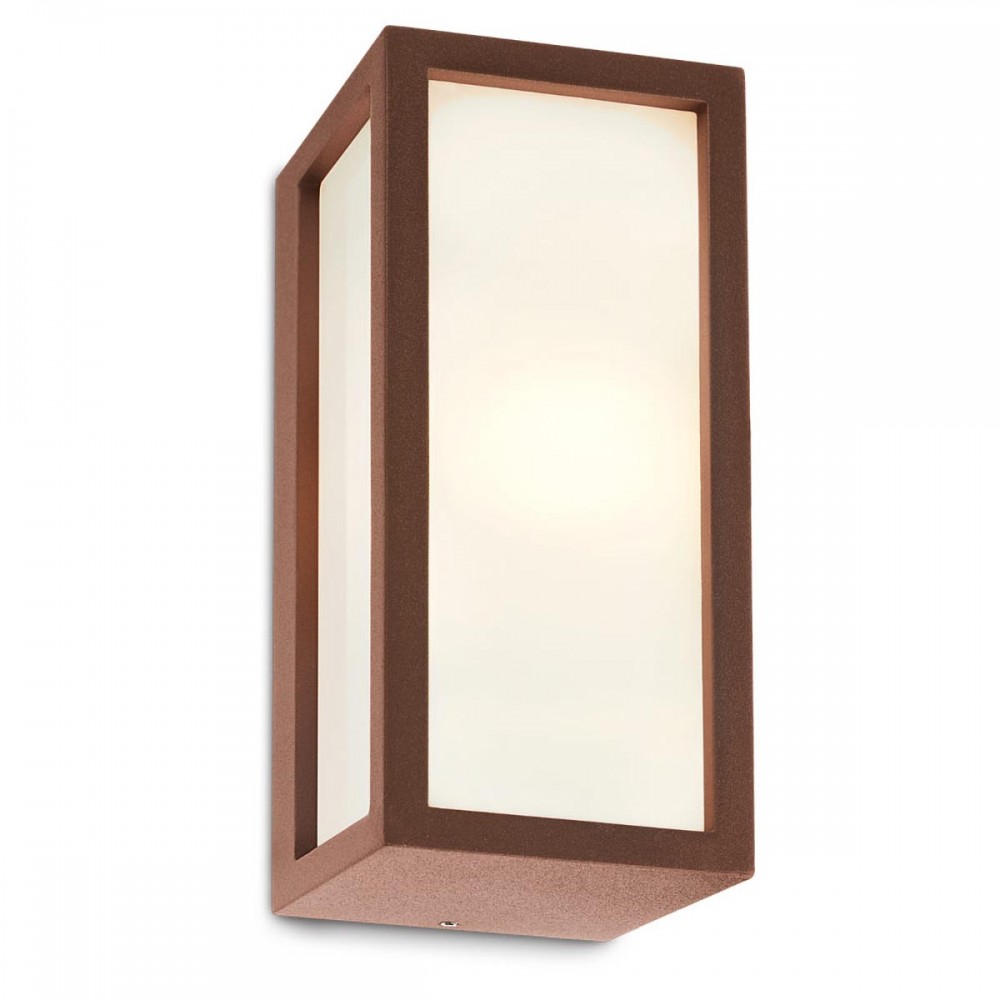 Wall lamp Redo Brick, metal, polycarbonate diffuser, rust, 1XE27, L.25 cm, IP54